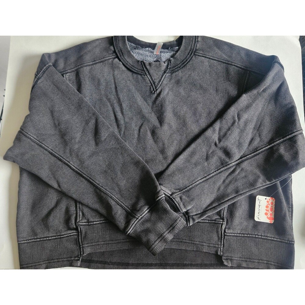 FP Free People Movement Intercept Cotton Blend Sweatshirt S Small Black NWT